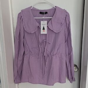 Zesica Lavender Ruffle Blouse